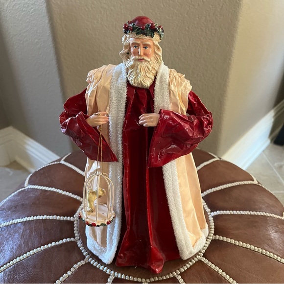 Silvestri SANTA Paper Mache Tree Topper 11 in Father Christmas Holding 2 Doves - Picture 8 of 12